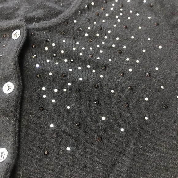 LG Cashmere Black Cardigan With Black & Silver Rhinestones Size M/L - Picture 4 of 10